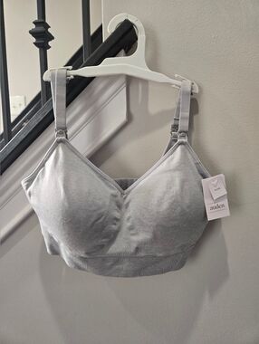 Auden Seamless Nursing Bra in Light Gray, Size L